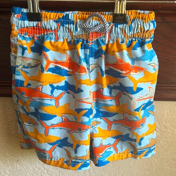 Blue and Orange Shark Swim Trunks Little Boys Size 4 Beach Pool Vacation Resort - Picture 1 of 5
